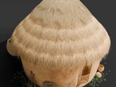 African Mud Hut 3D Low-poly 3D model