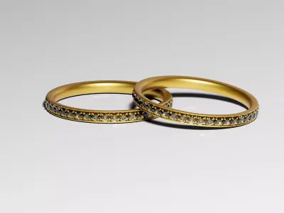 Gold Bangles 3D Model Low-poly 3D model