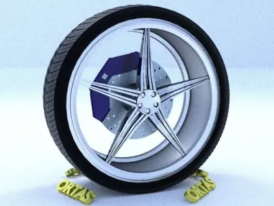 ORTAS CAR RIM 47 GAME READY RIM TIRE AND DISC 3D model