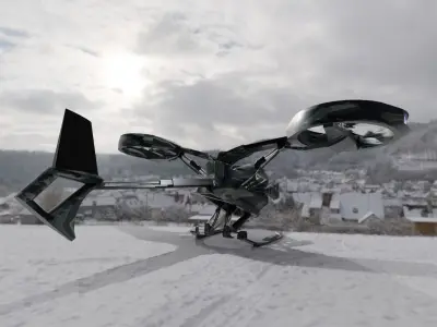 Low Poly Helicopter rc flying in sky Low-poly 3D model