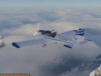 Evector EV 97 ultralight aircraft low-mid poly 3d model Low-poly 3D model