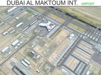 Dubai Al Maktoum International Airport 15km Low-poly 3D model