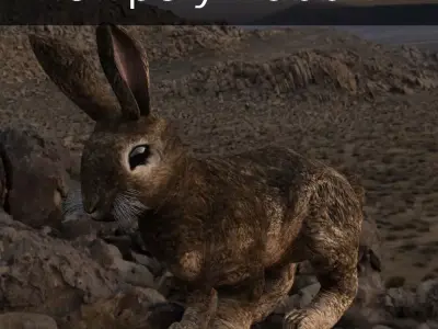 Lowpoly Rabbit two colorful rabbits Low-poly 3D model