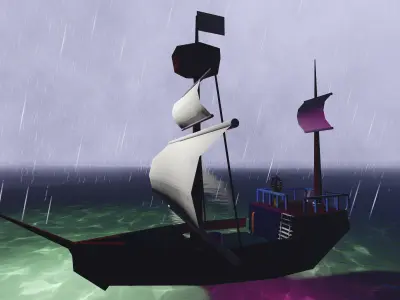 ship1 pirate ship in rain Low-poly 3D model