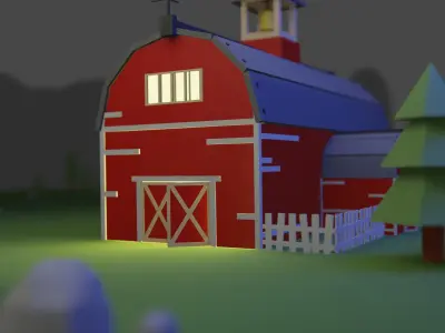 Farm Barn - Low poly farm barn model Free low-poly 3D model