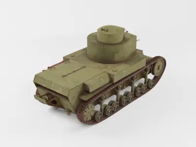 T-24 Soviet Medium Tank PBR Low-poly 3D model