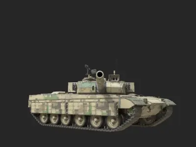 4 coatings of PLA Army ZTZ96B ZTZ-96B Main Battle Tank MBT Low-poly 3D model