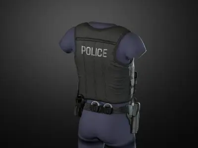 Police duty equipment Low-poly 3D model