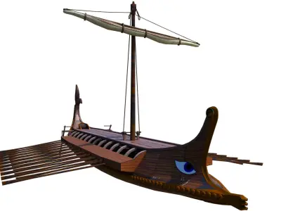 Historical Roman Greek Warship Trireme Low-poly 3D model