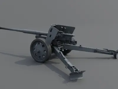 88 mm Pak 43 Anti-Tank Gun Low-poly 3D model