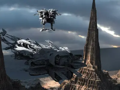 Star Wars inspired Racers With Planet ground 3D model