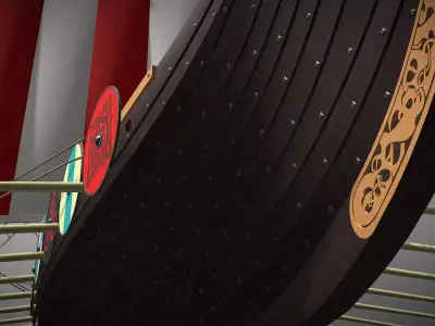 Drakkar is a Viking warship by Oseberg ship 820 AD 3D model
