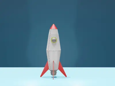 Low poly 3d model of a rocket Low-poly 3D model