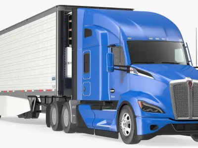 Kenworth Truck with Vanguard Reefer Trailer Rigged 3D model