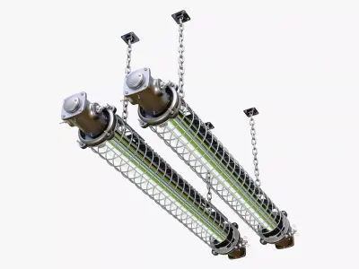 Caged Industrial Tube Lamp M1 3D model