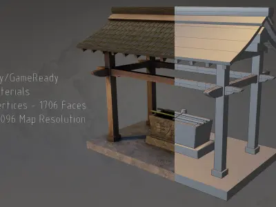 Temizuya - 4 Japanese Shinto Temizuya -4 GameReady Versions Low-poly 3D model