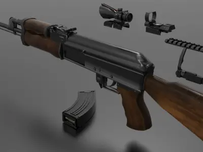 AK47 Assault Rifle Fps - Tps Low-poly 3D model