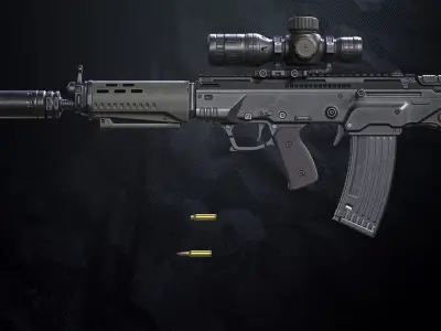 AL-X Assault Rifle Low-poly 3D model