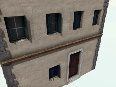 Old High-Quality 3D Colonial House Low-poly 3D model