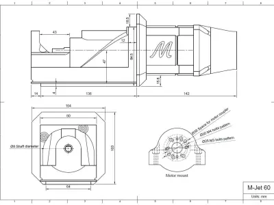 M-Jet 60 - 3D Printable Jet Drive for Electric Surfboards 3D print model