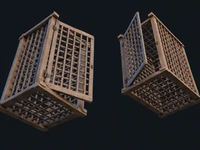 Wooden Cages Low-poly 3D model