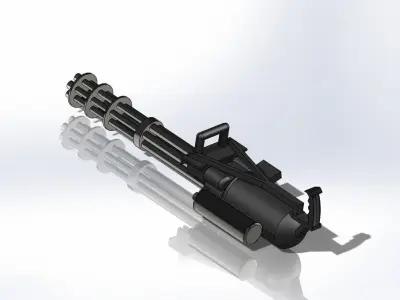 Hand Held minigun Low-poly 3D model