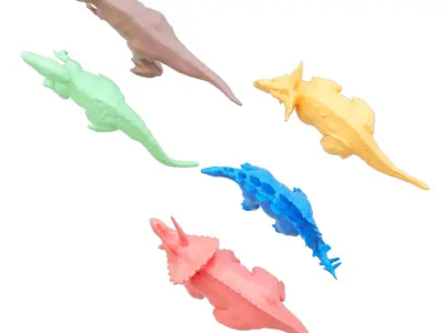Collection of colored dinosaurs 3D model