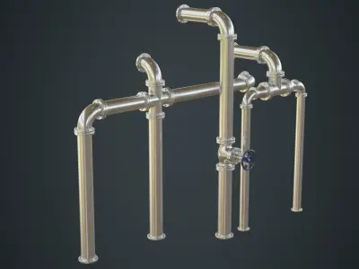 Industrial Pipes 2B Low-poly 3D model