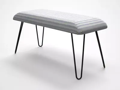 Titus upholstered metal Bench cotton stripes Low-poly 3D model