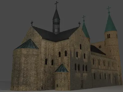 German church of Saint Cyriakus Low-poly 3D model