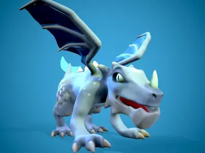 cartoon frost dragon Low-poly 3D model