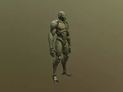 Low Poly Stylized Cyber-Soldier  - PBR Low-poly 3D model