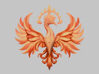 Fiery Phoenix Low-poly 3D model