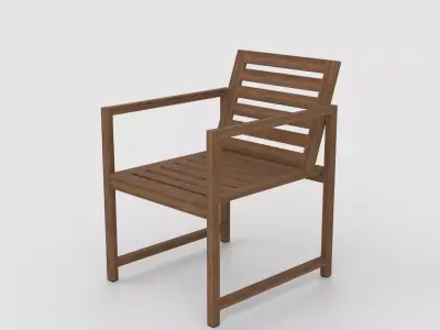 Wooden Chair Low-poly 3D model 19