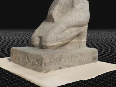Real Scan Lower part of broken kneeling Egyptian statue 3D model