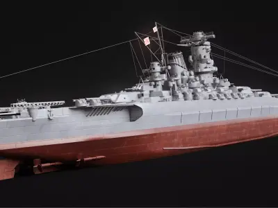Yamato Class - WW2 Japanese Battleship Low-poly 3D model