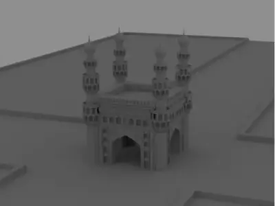 charminar 3d model mosque in hyderabad 3D model