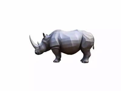 Lone Rhino In The Savanah 3d Model 3D model