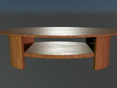 Round Wooden Coffee Table 3D Model Free low-poly 3D model