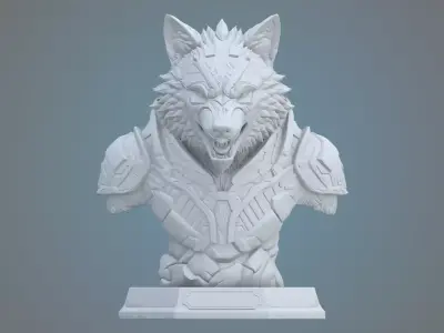 Cybernetic Alpha Wolf Bust PM-55 3D print model