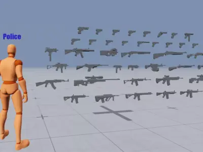 Kit With 40 Lowpoly Weapons Low-poly 3D model