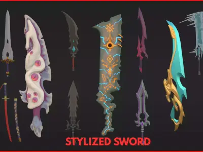 Stylized Swords - Stylized Asset Pack by Ake Low-poly 3D model