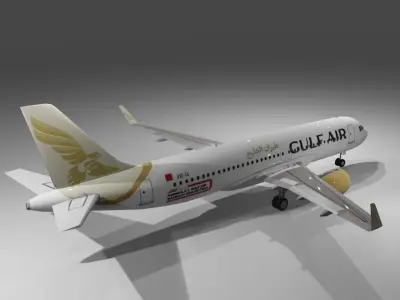 Gulf air airbus a320neo 3d model  Low-poly 3D model