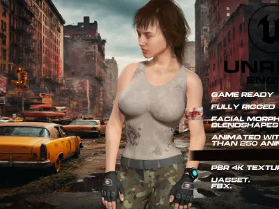 Zombie Hunter full rigged - game ready - animated Low-poly 3D model
