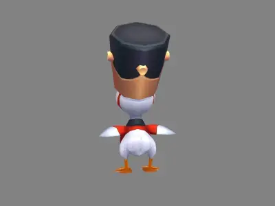 Cartoon duck guard Low-poly 3D model