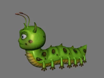Insect caterpillar Low-poly 3D model