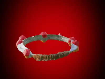 Stylized throwing disc with fire crystals PBR low-poly Low-poly 3D model