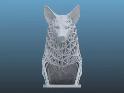 Futuristic Cyber Wolf Statue PM-84 3D print model