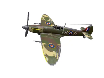 Royal Air Force Fighter Super-marine Spitfire MK1A Low-poly 3D model