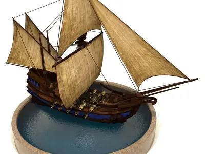 Pirate Galeon Low-poly 3D model